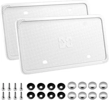 Silicone License Plate Frame Covers 2 Pack- Front and Back Car Plate Bracket Hol