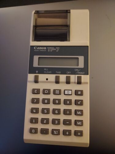 Canon TP-7 Pocket Printer Calculator - Untested, No Cord - Comes w/Partial Roll - Picture 1 of 2