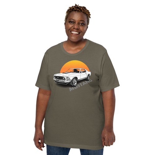 Unisex T-shirt with Vintage Mustang Car Print - Picture 4 of 16