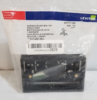 Leviton 42777 Surface Mount Backbox, Single Gang, Black, 1.89''