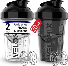 -2 Pack- 20 oz Protein Shaker Bottles for Mixes - 2x Wire Whisk |... 