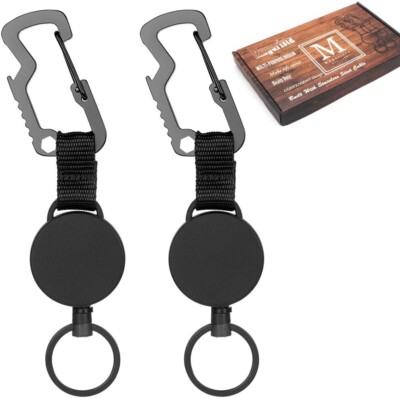 MNGARISTA 2 Pack Retractable Keychain, Multitool Carabiner Badge Holder, 8Oz Ret