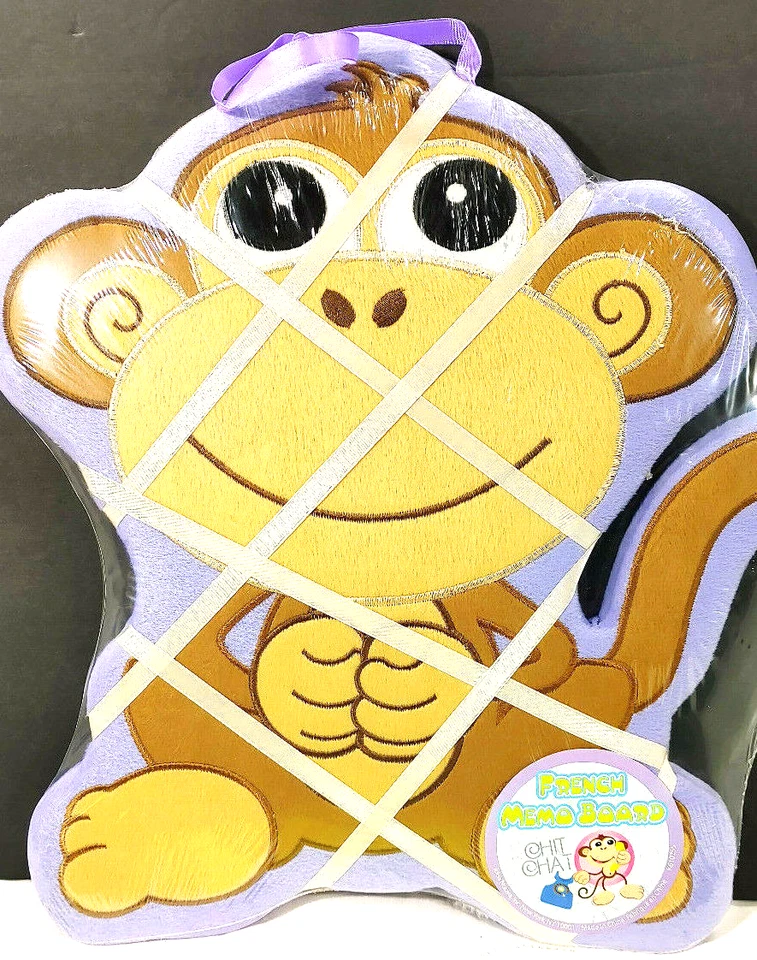 French Memo Board Purple Monkey 16” X 16” Soft Plush Writing Tool Toy - Image 4 of 4