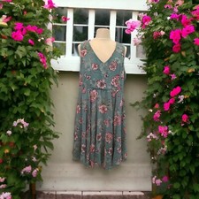 Womens Torrid Sz 2  or 18 Floral Skater Fit & Flare Dress Sleeveless Zip Up Back