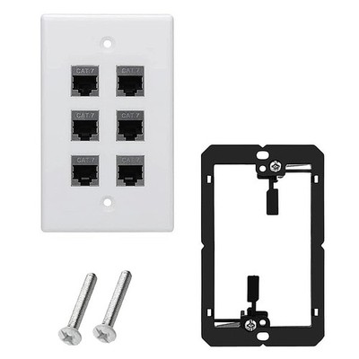 6 Ports Ethernet Wall Plate With Bracket, 10Gbps 600MHZ, Cat7 RJ45 Female to ...