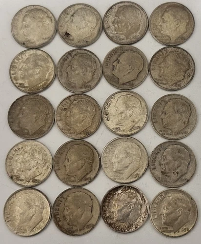Lot Of 20 Roosevelt Dimes 90% Silver $2 Face Value