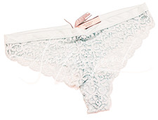 Victoria Secret Vintage Panty Panties XL Thong String Bikini Lace Mint Blue New