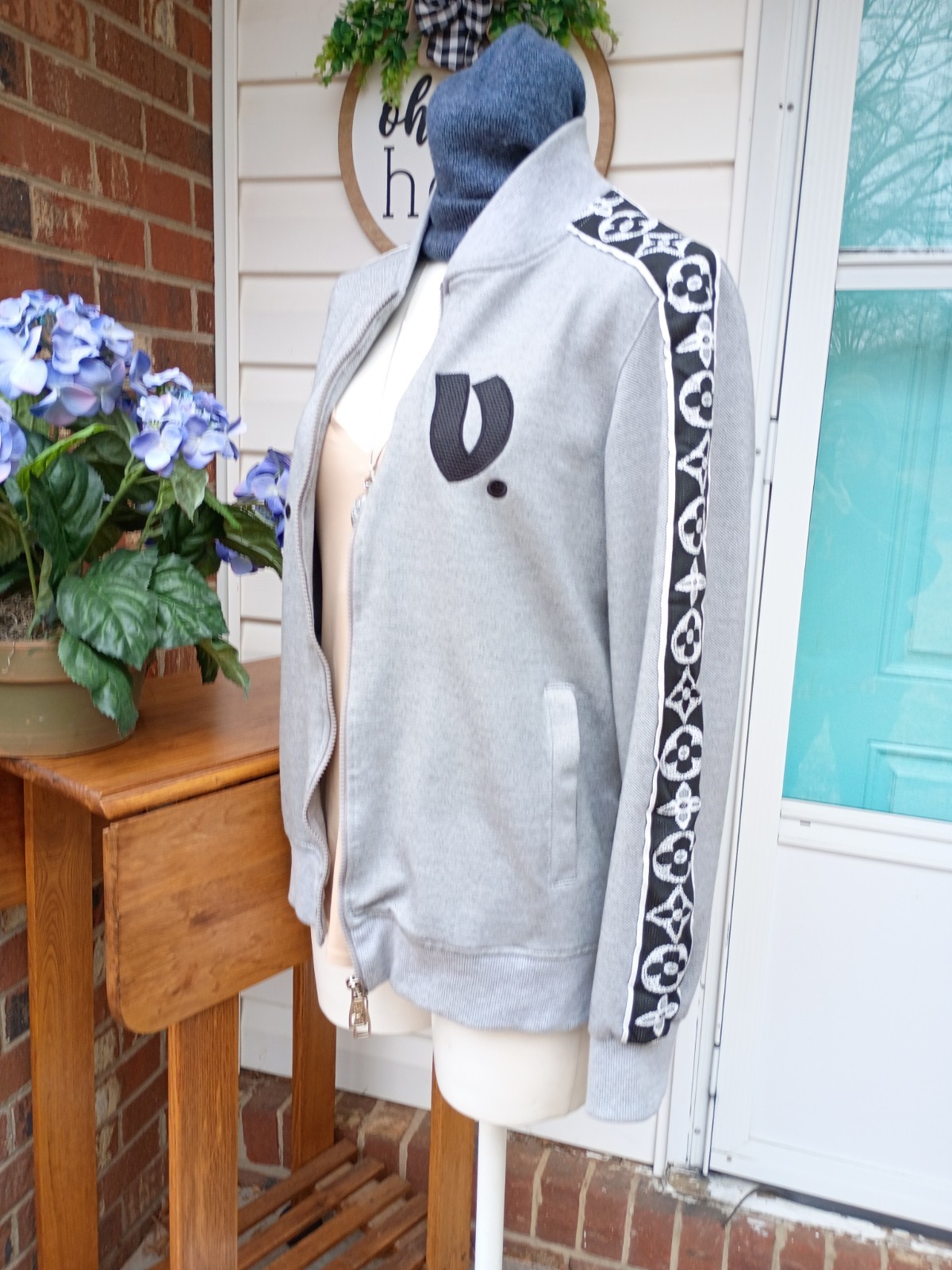 LOUIS VUITTON MENS SZ M AUTHENTIC FLOWER MONOGRAM SWEATER TRACK JACKET RARE image 2