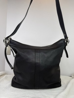 Vintage Coach Black Legacy Soft Leather Shoulder Bag Slim Zip Top Purse Classic