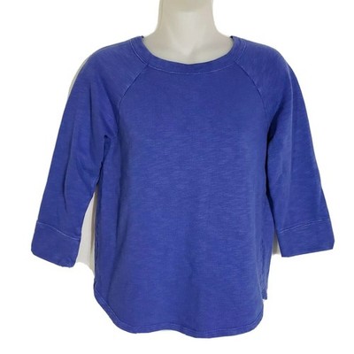 J Crew Woman Size XXS Loomknit Sweatshirt Long Sleeve Blue Cotton Crew Neck