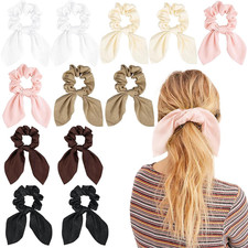 12 PCS Bow Hair Scrunchies Bunny Ears Silk Scrunchies Hair Ties Bobbles Elastic