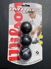 3 x Wilson Double Yellow Squash Balls Impact Pro
