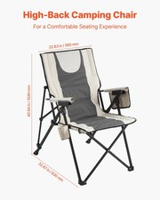 Folding Camping Chair, 3 Reclining Positions, Outdoor High Back Camping Chair, 2