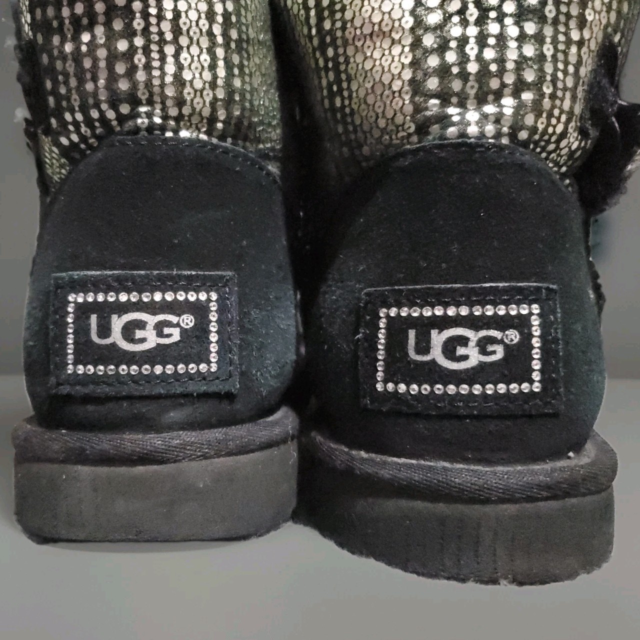 Ugg Mini Bailey Button Bling Black/Silver Boots~S… - image 16