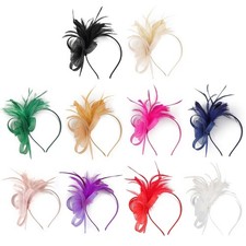 Vintage Tulle Hair Hoop for Women Feathered Flower Hairband for Cosplay Parties