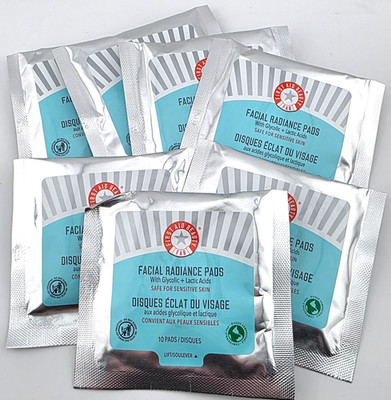 First Aid Beauty FAB Facial Radiance Pads 70ct (7pk of10) Glycolic + Lactic Acid