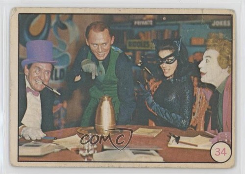 1966 OPC Batman Bat Laffs #34 The Penguin, the Riddler, Catwoman and the Joker — Raw