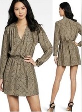 Parker Gladis Python Multicolor Print Silk VNeckline Mini Dress Medium