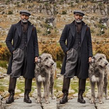 Wool Men's Overcoat Double Breasted Formal Casual Outdoor Winter Warm Long Coat