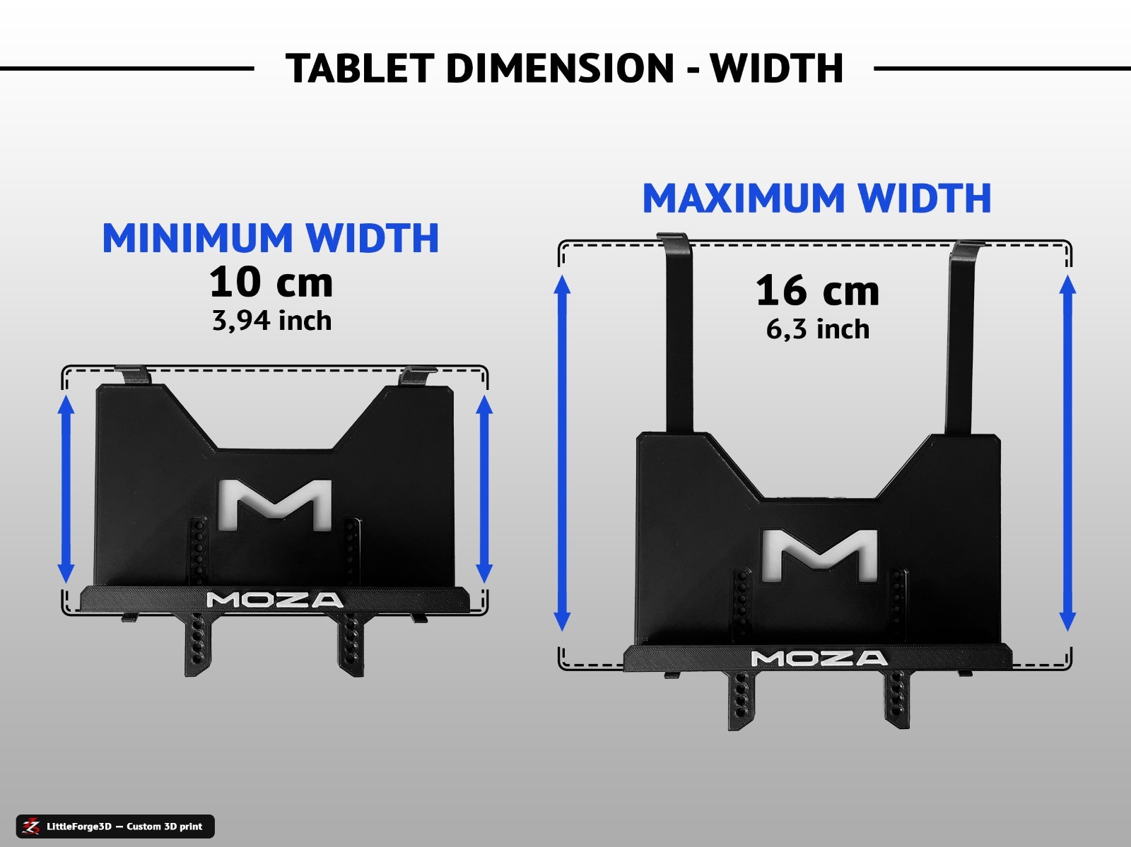 Support tablette 7-10" pour base Moza R5 R9 R12 | Dashboard simracing rigide ajustable en impression 3D - 3