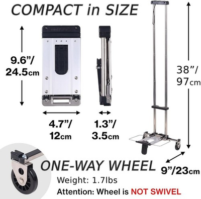 #ad quot;Small Carrying Travel Cart for Hand Luggage Japard Loadable 22Lbs Mini Folding $55.99