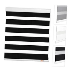  Zebra Blinds for Windows Cordedout Dual Layer Privacy Shades 28"W x 64"H Black