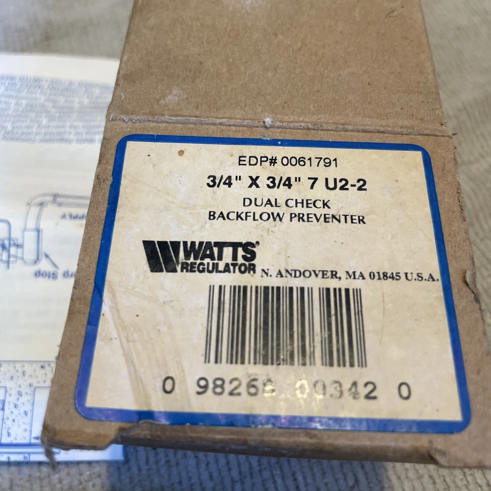 New WATTS 3/4X3/4-7U2-2 0061791 150PSI 180'F Dual Check backflow preventer - Image 4 of 4