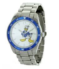 New Disney Adult Size Donald Duck with Stainless Steel Band Blue Bezal Watch