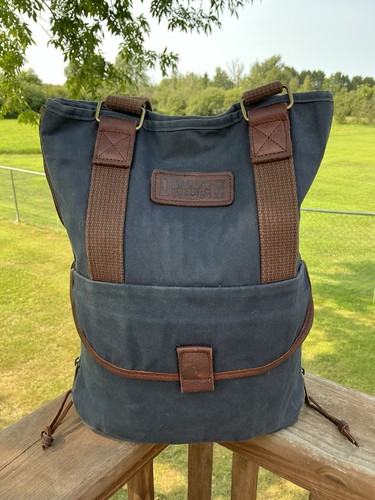 Duluth Trading Co. Blue Canvas Oil Cloth Tote Shoulder Bag Expandable