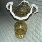 Fenton Amber Snow Crest 8  Inch Spiral Vase. No Damage, Excellent Condition