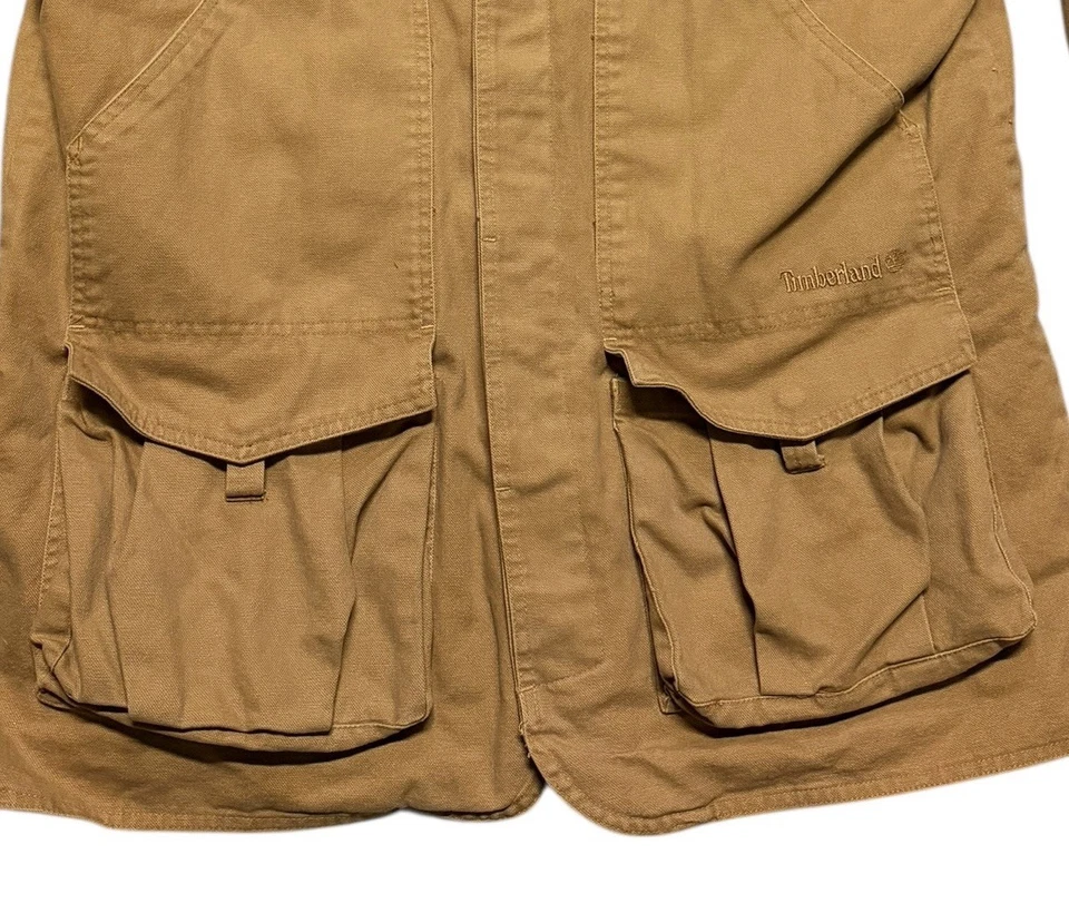 Timberland Weathergear Lona Cremallera Granero Chaqueta Abrigo Cuero Cuello Mediano Foto 3 de 4