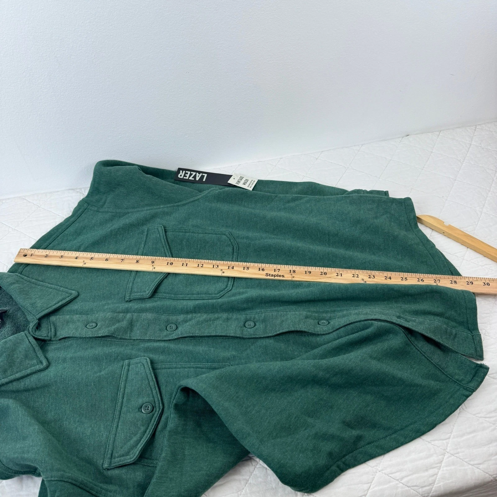Lazer Mens Deep Emerald Green Fleece Shacket Button Front ML71219 New L image 8