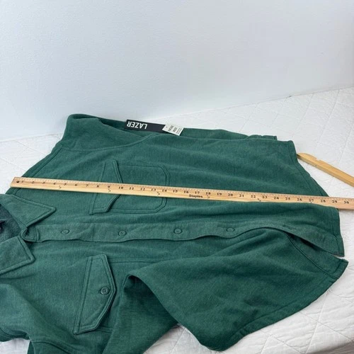 Lazer Mens Deep Emerald Green Fleece Shacket Button Front ML71219 New L image 8
