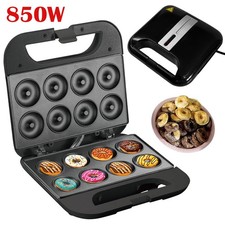 8 Hole Doughnut Maker 850W For Donut Pie Cupcake Snack, Non-Stick Coating Plates