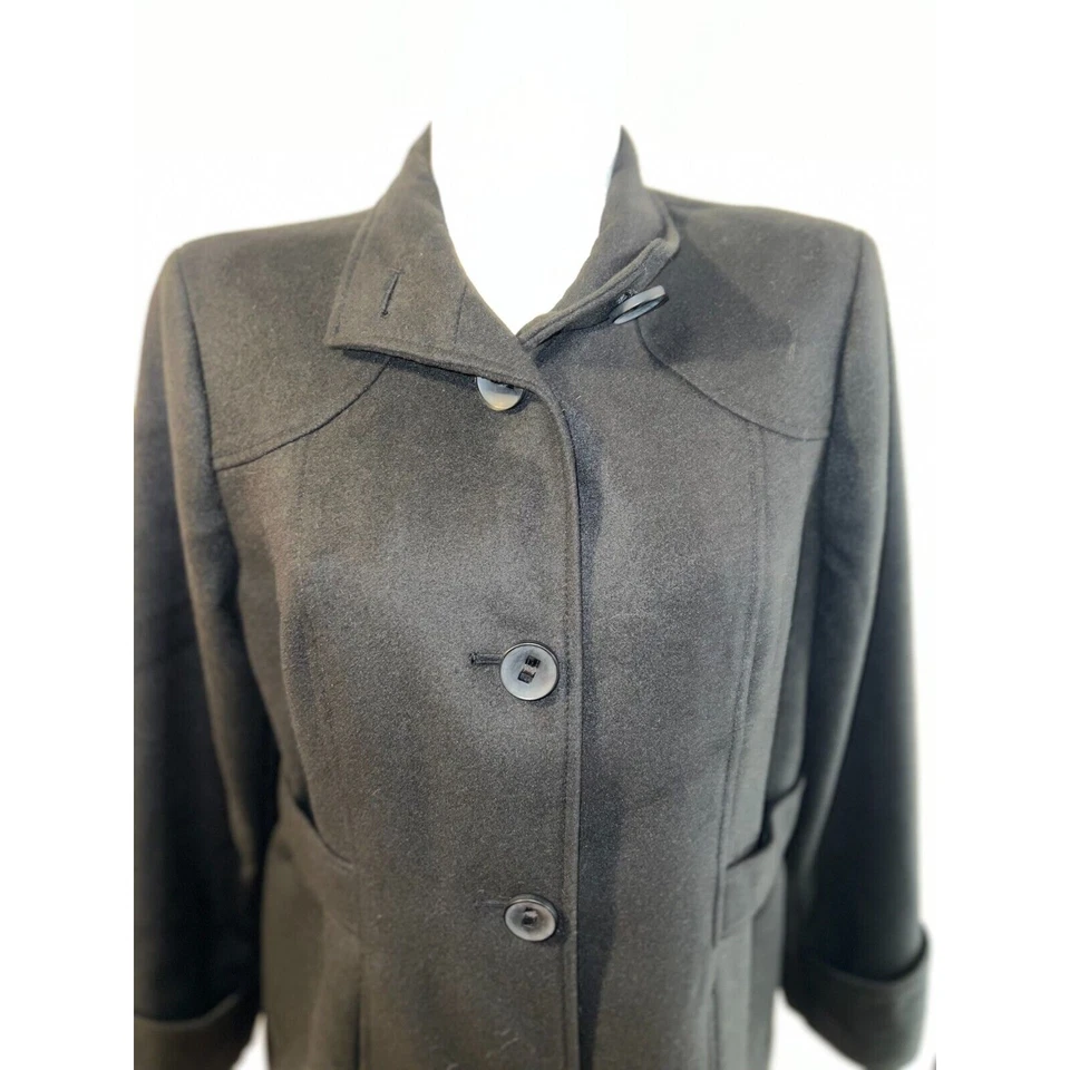 CHICO'S Jacket Size L (2) Black Button-up Lined Front Smooth Plush Dain LS Work - Image 2 of 4