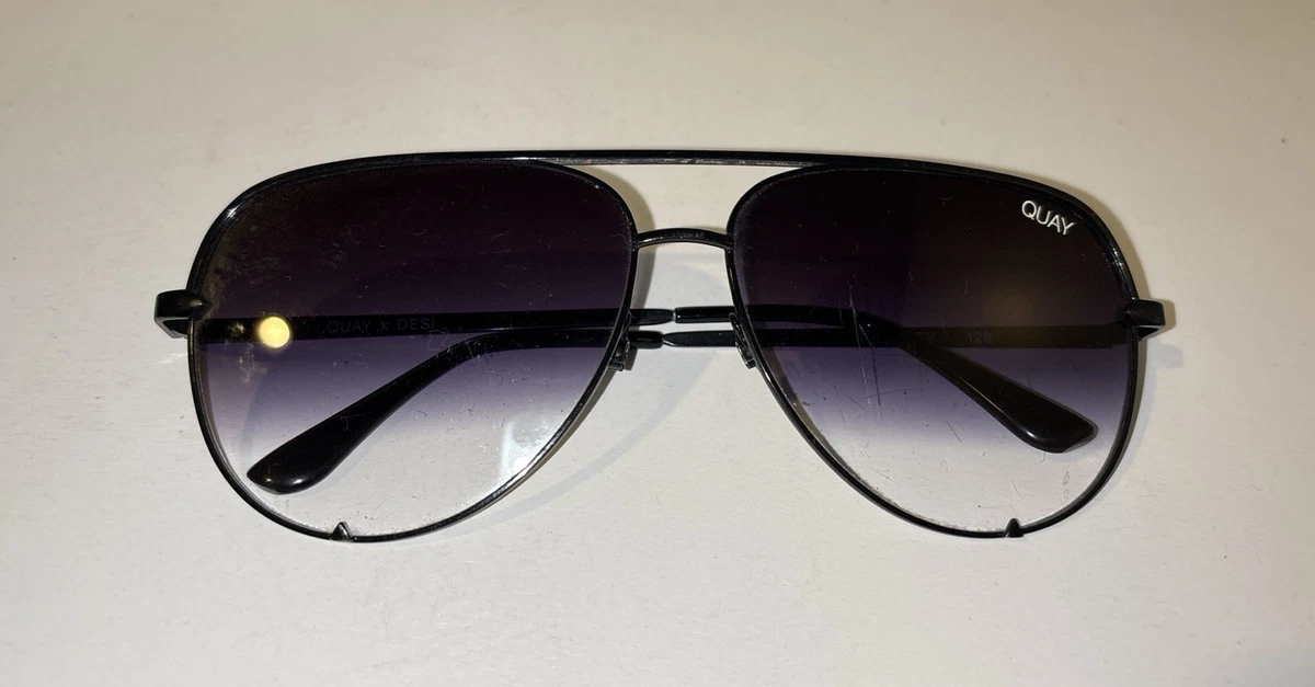 Quay Black Aviator Sunglasses Purple Gradient Lens UV Protection Stylish Amazon.com: QUAY High Key Large Polarized Aviator Sunglasses  main image 4