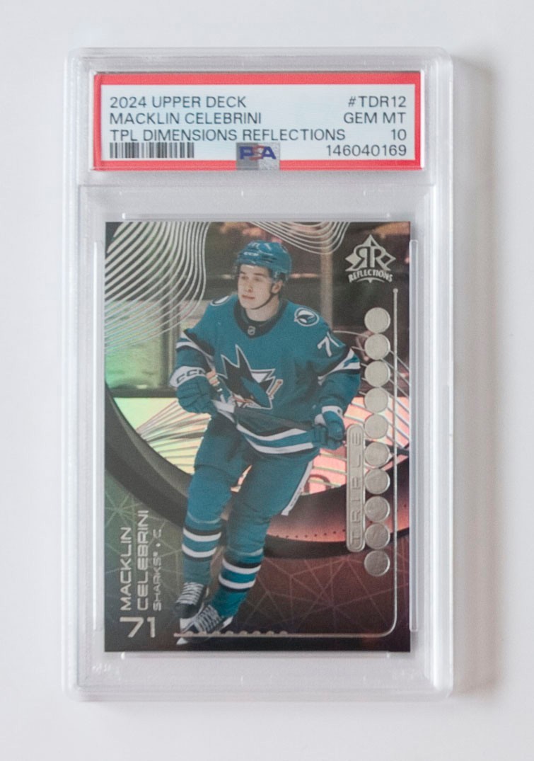 Macklin Celebrini PSA 10 / 2024 Upper Deck Triple Dimensions Reflections #TDR12