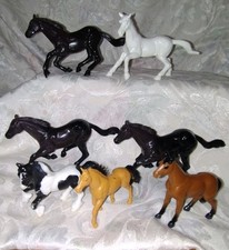 Lot Of Seven 7  Misc Toy Plastic Horses