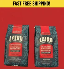 Laird Superfood Organic Medium Roast Ground Coffee With Mushrooms 2 X 32 OZ EACH