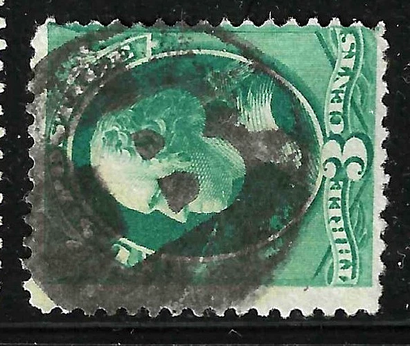 Collection 3 Diff LETTER B Fancy Cancel 3 Cent Washington Banknote 1870's US2-18 - Image 3 of 4