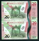 Mexico  20 Pesos Commemorative 2021 Polymer x 2 Consecutive UNC