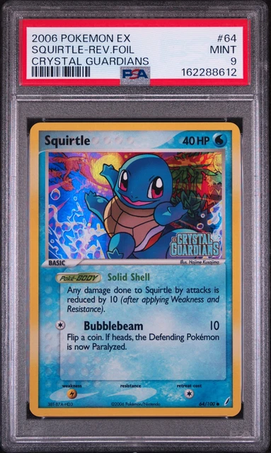 2006 POKEMON EX CRYSTAL GUARDIANS #64 SQUIRTLE-REVERSE FOIL PSA 9