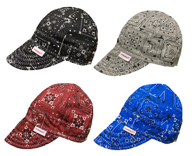 NWT 1 Comeaux Caps Welding Welders Hat BANDANA Reversible Black Blue Grey Red
