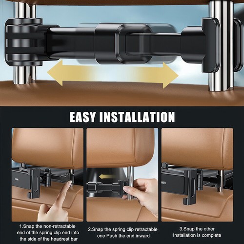 Car Headrest Tablet Mount Holder Stretchable Backseat Stand For 4.7-12.9" iPad - Picture 16 of 16