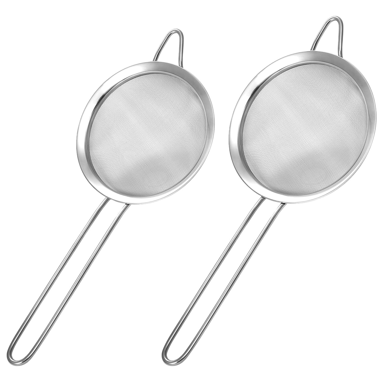 2-Pack Stainless Steel Fine Mesh Strainers with Handles for Steeping and Filtering