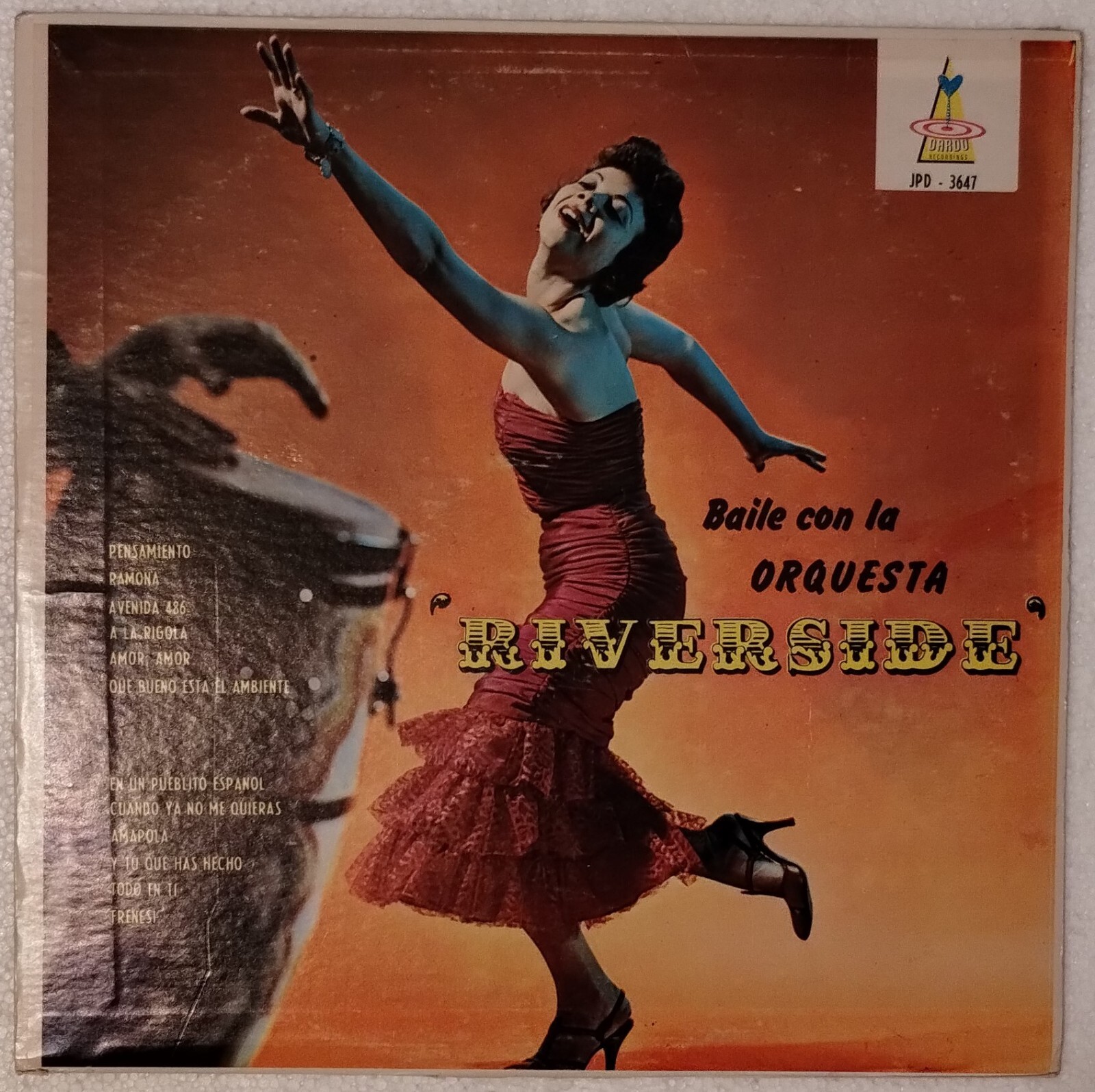 BAILE CON LA ORQUESTA RIVERSIDE VINYL ALBUM LP DARDO JPD-3647 1960'S VG+