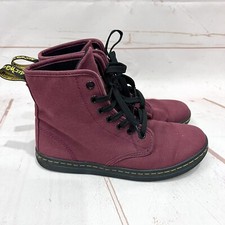 Dr Doc Martens Burgundy Red Canvas Shoreditch Lace Up Airwave Combat Boots