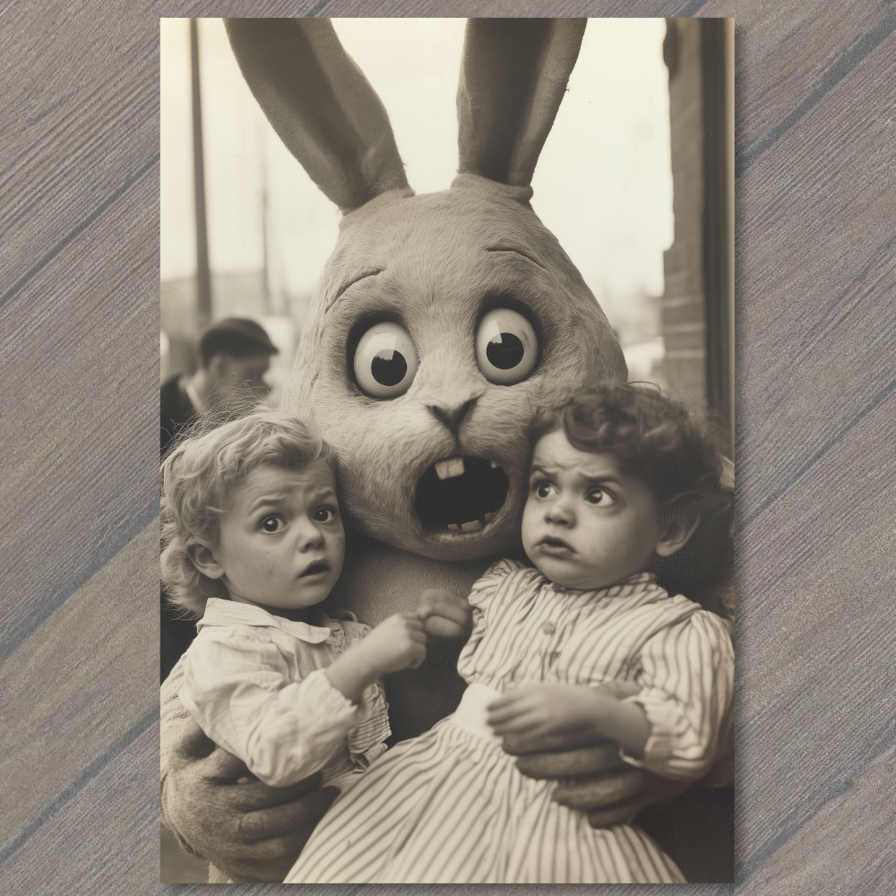 Art Print Scary Retro Easter Bunny Children Weird Uncanny Costume Odd ...