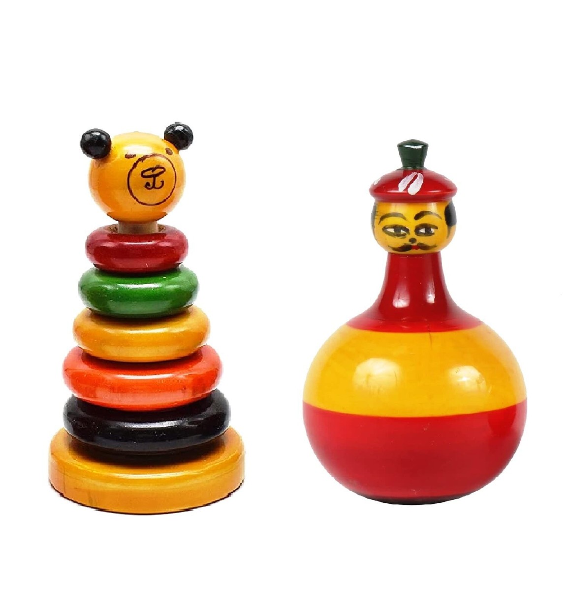 Channapatna Toys Wooden Roly Poly Balancing and Stacking Doll Toy - Main Image