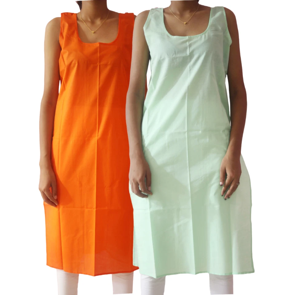 Combo Pack of2 Cotton Full Length Camisoles for Women,Sleeveless U Neck Long Top - Image 3 of 4